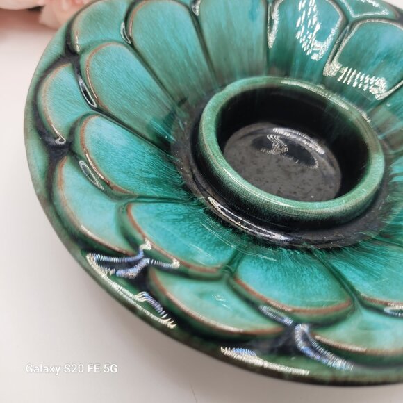 Vintage Blue Mountain Flower Tea Light Candle Holder - Picture 2 of 10